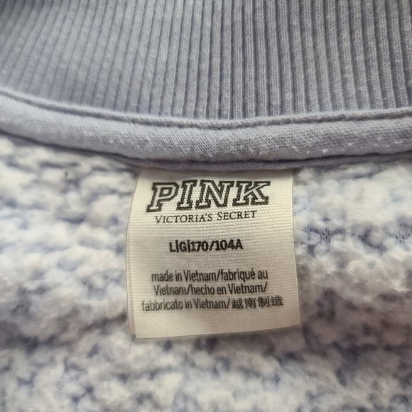 𝅺VS PINK Baby Blue Teddy Sherpa Cropped Pullover Jacket - Picture 2 of 3